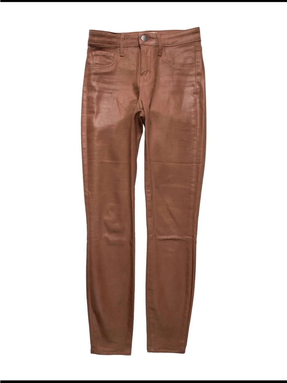 L'AGENCE Chocolate Brown Coated Skinny Jeans